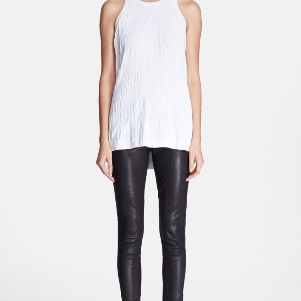 HELMUT LANG Optic White Crinkled Jersey Tank Large - Picture 4 of 8